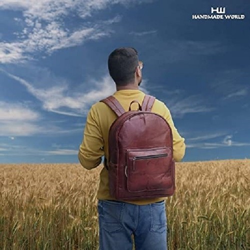 Leder rucksack laptop - leder,