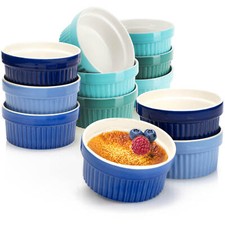 12x Soufflé Förmchen - Creme Brulee Schälchen aus Keramik - Ofenfest - blau