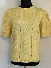 Handmade Vintage 80er Stricktop Oberteil Gestrickt  Boho Hippie 38/40 Gelb