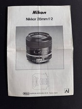 #A1088 -Nikon Nikkor 28mm f/2 Ai  Bedienungsanleitung   Anleitung