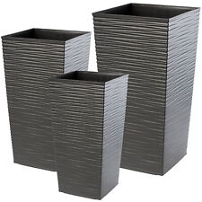 Blumentopf Set, Blumenkübel aus Kunststoff, Pflanzkübel Set, Grafit 3er Set
