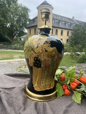 lampe Tisch Porzellan Groß Vintage Schwarz Asiatische Muster 