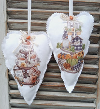 2x Deko Stoffherzen 11 x 20cm