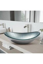 Brandneu Oval Silber Glas