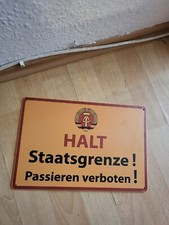 DDR Blechschild Reblikat Halt
