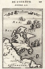 Rügen Original Kupferstich Landkarte Mallet 1683