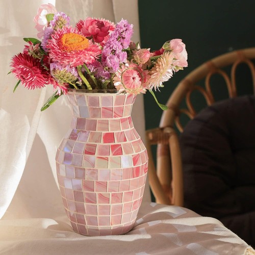 Glasvase pink boho deko - glasvase,