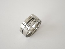 Fossil Ring Edelstahl Herren Damen Schmuck Vintage Logo 12,7 g/Gr.56