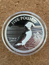 Silbermünze Papageientaucher, Puffin, Alderney 2019, 1 oz ST, Auflage 10.000