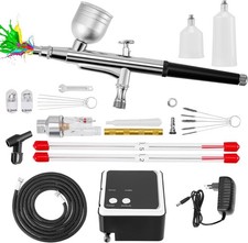 Tragbares Airbrush-Set mit 0,2/0,3/0,5 mm Düsen, Kompressor Dual-Action-Pistole