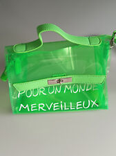 Stylische transparente Tasche grün mit französischem Aufdruck - Boutiqueware