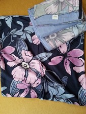 LOOKS by Wolfgang Joop 2x Bettwäsche dunkelblau rosa geblümt 155x220cm + 80x80cm