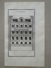 Columbaria röm. Grabmal Kolumbarium Schrift Baukunst Montfaucon Kupferstich 1722
