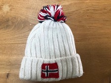 Napapijri Mütze Strickmütze Kinder Wollmütze Gr.2 weiß