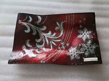 Deko Teller 20x14cm aus farbigem Glas weinrot Geschirr Formano Schale Platte 