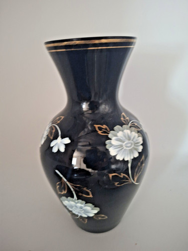 Schwarzglas vase hyalithglas - schwarzglas,