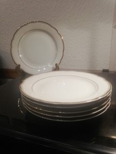 6 Kuchenteller mit geschwungenen Gold Wellenrand (Kahla Porzelan) 19cm 