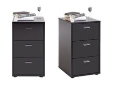 FMD Boxspringbett Nachtkonsole mit 3 Schubladen, Schwarz Perl - B-Ware 