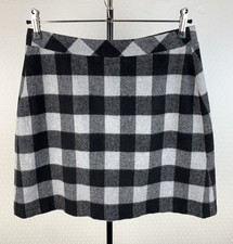 s.Oliver Gr. 40 Tweed Walk Rock schwarz grau kariert Wolle A-Linie Skirt 91B