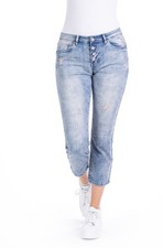 BLUE MONKEY DAMEN JEANS DESTROYED SKINNY CROPPED NEU B-WARE  BLAUTÖNE GÜRTEL