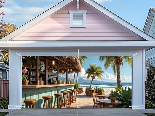 Tropischer strandbar garage - tropischer,