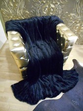 NERZDECKE SCHWARZ PELZ DECKE FELL DECKE NERZ FUR BLANKET MINK норка одеяло 貂皮毯