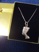 925 Sterling Silver silber Kette mit Anhänger Nofretete unbenutzt ib Geschenkbox