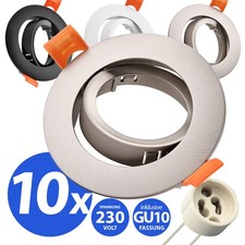 10x Einbaustrahler SET inkl. 10x Fassung GU10 Einbauspot Einbaurahmen Spot