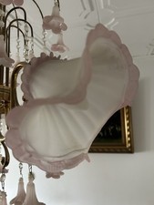 Deckenleuchter Aus Murano Glas- Vergoldet-Weis- Rosa 4 Lichter