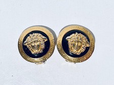 Gianni Versace 1980er Vintage Ohrclips vergoldet Medusa & Schwarz