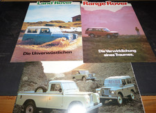 3 Alte Range Rover Auto/Geländewagen/Spezial Technis. Daten Broschüre/Prospekte