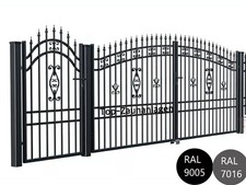 Einfahrtstor Set Metalltor Hoftor Tor 3m - 4m Zaun Doppelflügeltor Einfahrt Zaun