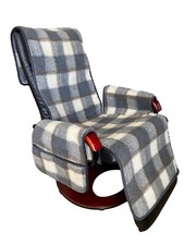 Sesselschoner Relaxsessel Kariert mit Taschen 100% Merinowolle