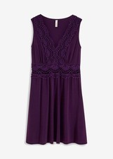 Kleid mit sexy Spitze Gr. 40/42 Lila Damen Minikleid Sommerkleid Ärmellos Neu