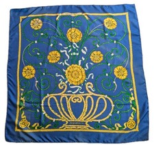 Hermes Jouvence Vintage Leila Menchari Floral Navy Square Scarf 90 cm