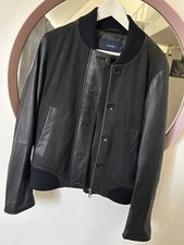 Gant Lederjacke Lederblouson schwarz grau Nadelstreifen M 38/40 Damen