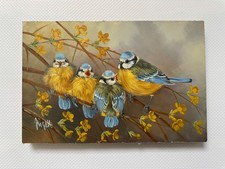 Blaumeisen Familie, Öl auf