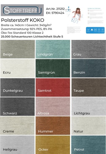 Polsterstoff koko 50cm - polsterstoff,