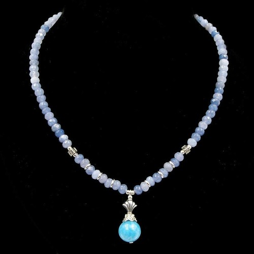 Aquamarin halskette mit - aquamarin,
