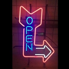 Open Arrow Shop 24"x20" Neon