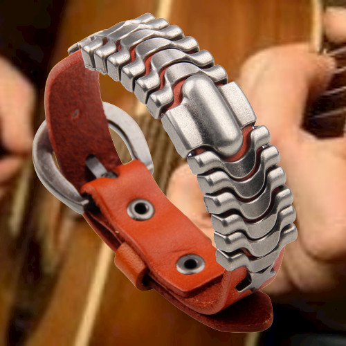 Armband echtleder orange - echtleder,