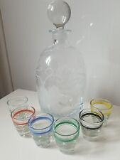 DDR Set, Karaffe geschliffen, mit Stöpsel, Schnapsgläser Set Ostalgie Vintage 