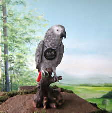 Großer Graupapagei auf Baumstamm Hotant Garten Deko Figur Papagei 36cm natürlich