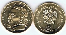 Cyprian  Norwid, 2013, 1821-1883 Dichter/Maler/Bildhauer  2 Zl Muenze BFR