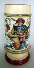 ALT Humpen Becher Landsknecht mit Maßkrug und Spruch um 1900 Trinkbecher Pokal