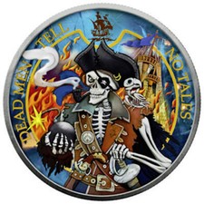 USA 2023 Skelett-Piraten Dead Men tell no tales, 999 Silber 1 Oz, Farbe, Stgl.,