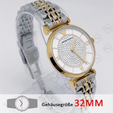 Emporio Armani AR8031 Damen Retro Quarz Edelstahl Kleideruhr Zwei Ton Analog