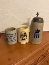 3 alte Bierkrüge München Hofbräuhaus Bürgerbräu Malthäser