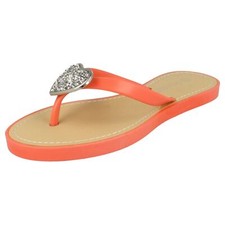 Damen Savannah Funkelndes Herz Detail Flip Flops