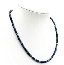 BAILYSBEADS edle dunkelblau Saphir-Kette Necklace Halskette behandelt facettiert